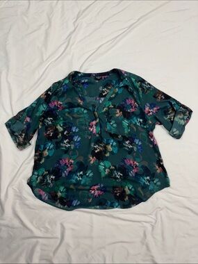 torrid Teal Green Floral V-Neck Blouse